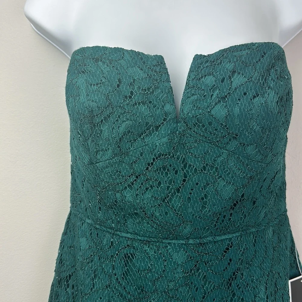 NEW J. Crew Cathleen Dress Green Leavers Lace Size 2 Strapless Prom Bridesmaid